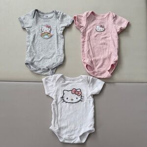 Hello Kitty Infant Bodysuit Trio - Pink, Gray, White